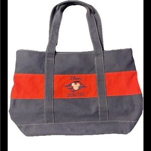 Disney Cruise Line Red & Blue Canvas Tote Bag Very Good Condition